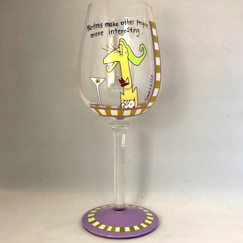 DANIELLE” Painted Wine Glass “Martinis make ...” - Picture 1 of 4
